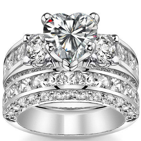 Round Brilliant Moissanite Engagement Ring Setting, 2.56ct