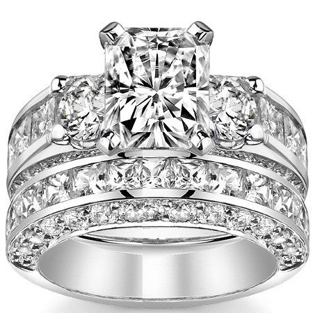 Round Brilliant Moissanite Engagement Ring Setting, 2.56ct