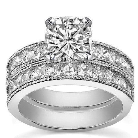 Square Moissanite Milgrain Engagement Ring, 1.3ct