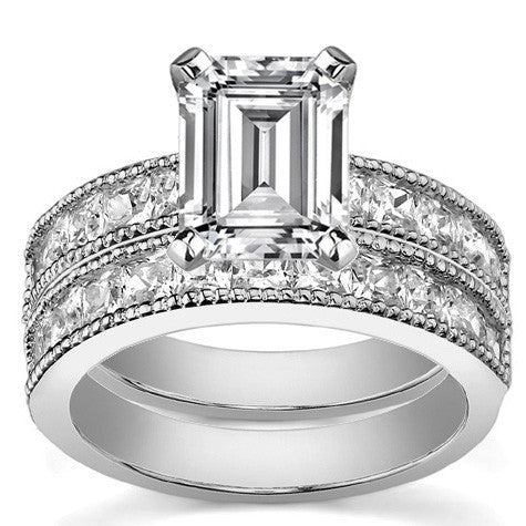 Square Moissanite Milgrain Engagement Ring, 1.3ct