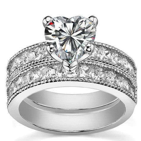 Square Moissanite Milgrain Engagement Ring, 1.3ct