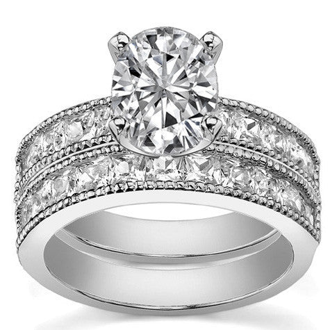 Square Moissanite Milgrain Engagement Ring, 1.3ct