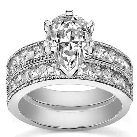 Square Moissanite Milgrain Engagement Ring, 1.3ct