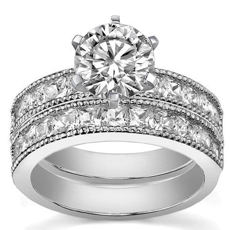 Square Moissanite Milgrain Engagement Ring, 1.3ct