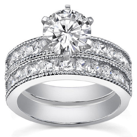 Square Moissanite Milgrain Engagement Ring, 1.3ct