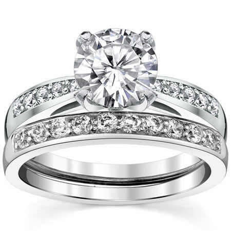 Round Pave Style Moissanite Engagement Ring