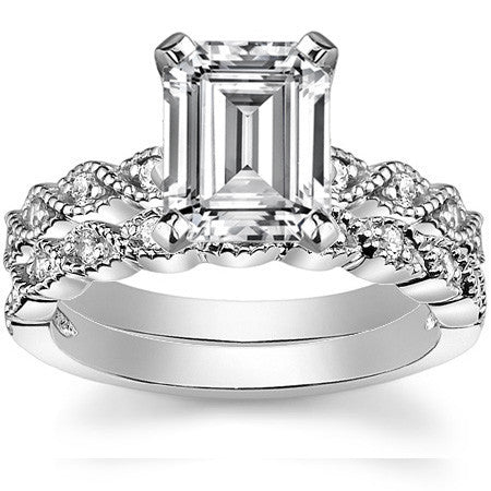 Round Brilliant Moissanite Rope Style Engagement Ring Setting (.12ct)