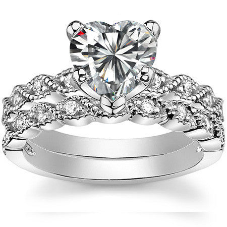 Round Brilliant Moissanite Rope Style Engagement Ring Setting (.12ct)