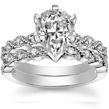 Round Brilliant Moissanite Rope Style Engagement Ring Setting (.12ct)