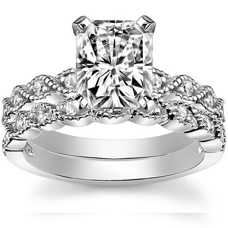 Round Brilliant Moissanite Rope Style Engagement Ring Setting (.12ct)