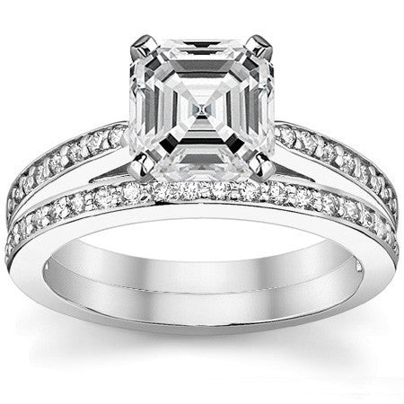 Round Brilliant Moissanite Cathedral Engagement Ring (.18ct)