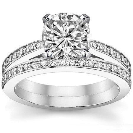 Round Brilliant Moissanite Cathedral Engagement Ring (.18ct)