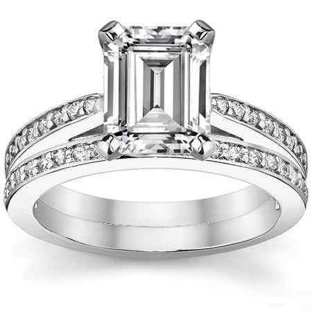 Round Brilliant Moissanite Cathedral Engagement Ring (.18ct)