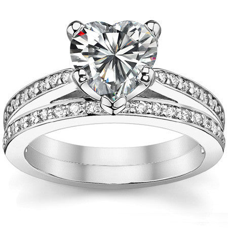 Round Brilliant Moissanite Cathedral Engagement Ring (.18ct)