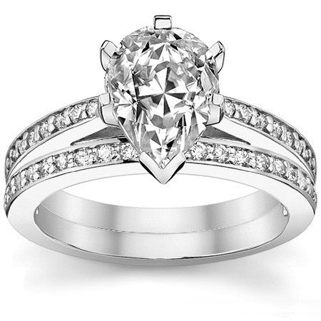 Round Brilliant Moissanite Cathedral Engagement Ring (.18ct)