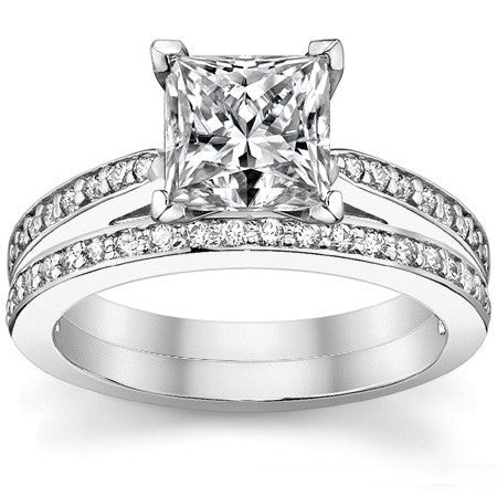Round Brilliant Moissanite Cathedral Engagement Ring (.18ct)