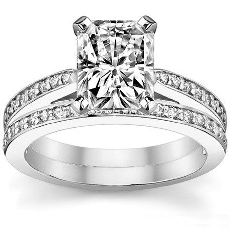 Round Brilliant Moissanite Cathedral Engagement Ring (.18ct)