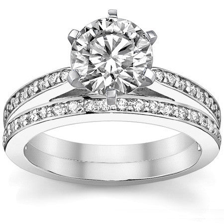 Round Brilliant Moissanite Cathedral Engagement Ring (.18ct)