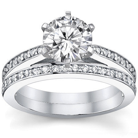 Round Brilliant Moissanite Cathedral Engagement Ring (.18ct)