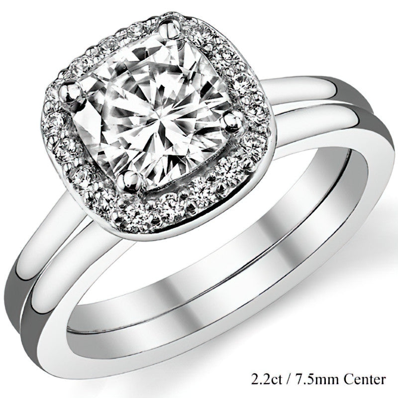 Cushion Halo Moissanite Engagement Ring