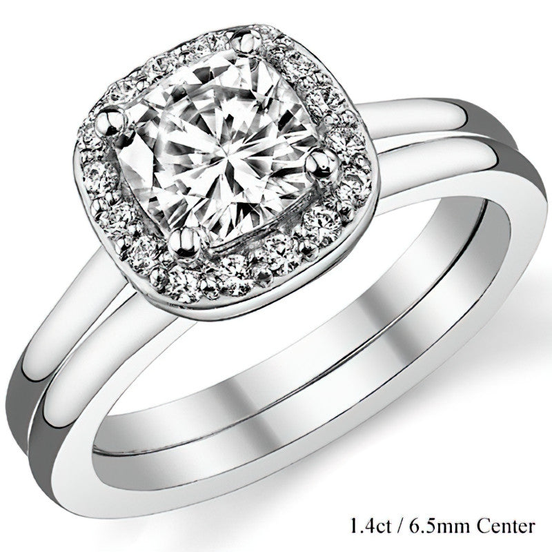 Cushion Halo Moissanite Engagement Ring
