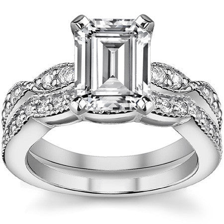 Moissanite Scalloped Milgrain Style Engagement Ring Setting