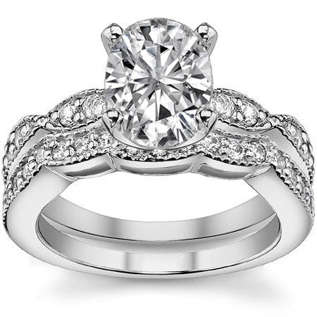 Moissanite Scalloped Milgrain Style Engagement Ring Setting