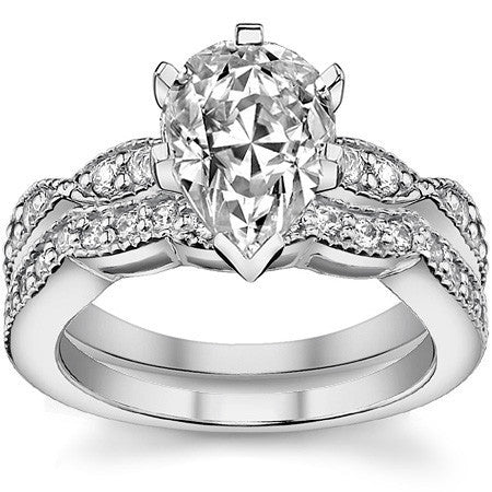 Moissanite Scalloped Milgrain Style Engagement Ring Setting