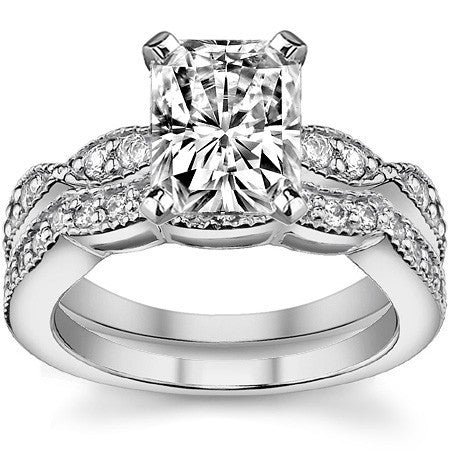 Moissanite Scalloped Milgrain Style Engagement Ring Setting