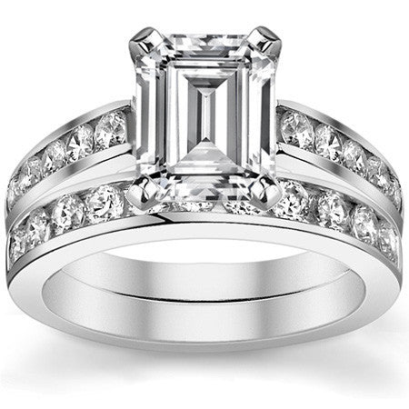 Round Brilliant Moissanite Cathedral Channel Engagement Ring, 0.60ct