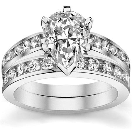 Round Brilliant Moissanite Cathedral Channel Engagement Ring, 0.60ct