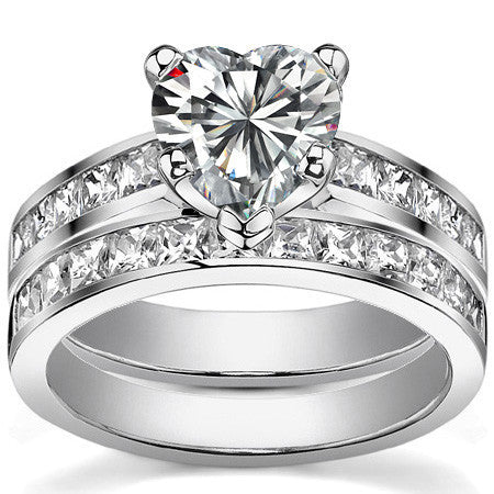 Princess Moissanite Cathedral Engagement Ring Setting 1.3ct