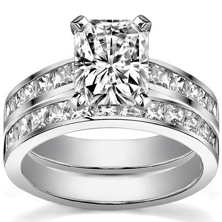 Princess Moissanite Cathedral Engagement Ring Setting 1.3ct