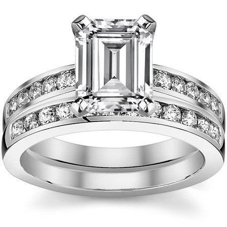 Round Brilliant Moissanite Cathedral Channel Engagement Ring, .30ct