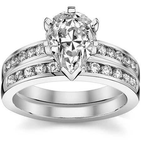 Round Brilliant Moissanite Cathedral Channel Engagement Ring, .30ct