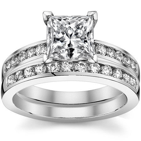 Round Brilliant Moissanite Cathedral Channel Engagement Ring, .30ct