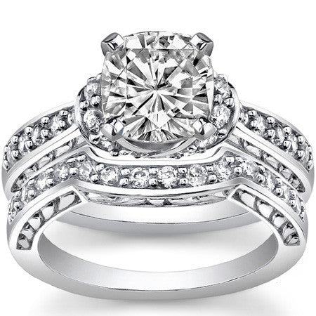 Round Brilliant Moissanite Woven Engagement Ring Setting 0.36ct