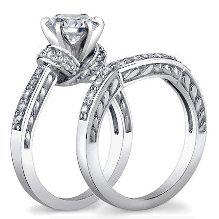 Round Brilliant Moissanite Woven Engagement Ring Setting 0.36ct