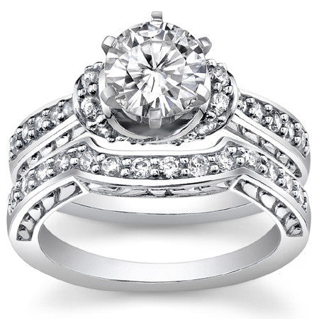 Round Brilliant Moissanite Woven Engagement Ring Setting 0.36ct