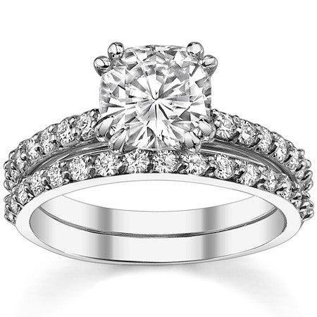 Double Prong Cathedral Moissanite Engagement Ring