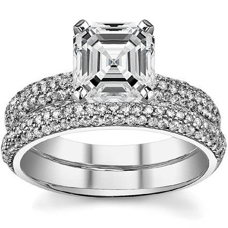 Round Brilliant Moissanite Pave Engagement Ring