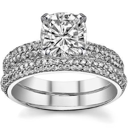 Round Brilliant Moissanite Pave Engagement Ring