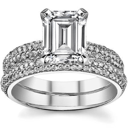 Round Brilliant Moissanite Pave Engagement Ring