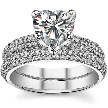 Round Brilliant Moissanite Pave Engagement Ring
