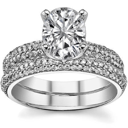 Round Brilliant Moissanite Pave Engagement Ring