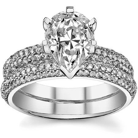 Round Brilliant Moissanite Pave Engagement Ring