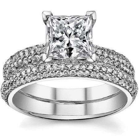 Round Brilliant Moissanite Pave Engagement Ring