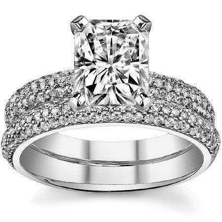 Round Brilliant Moissanite Pave Engagement Ring
