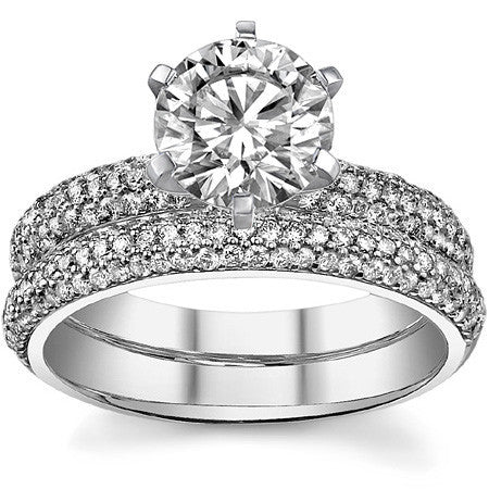 Round Brilliant Moissanite Pave Engagement Ring