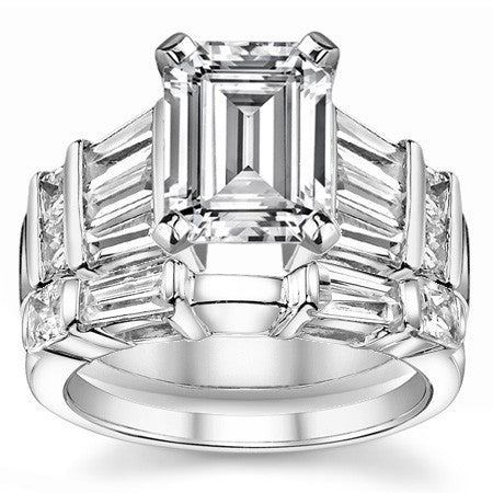 Square & Baguette Moissanite Engagement Ring Setting, 1.6ct